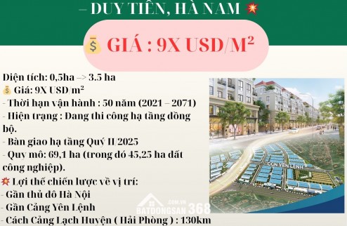  BÁN ĐẤT CỤM CÔNG NGHIỆP YÊN LỆNH – DUY TIÊN, HÀ NAM 